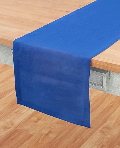 Miniatura 2 de Solino Home Camino de mesa de lino azul real de 120 pulgadas de largo  100% lino puro de 14 x 120 pulgadas  Camino de mesa de comedor de granja para