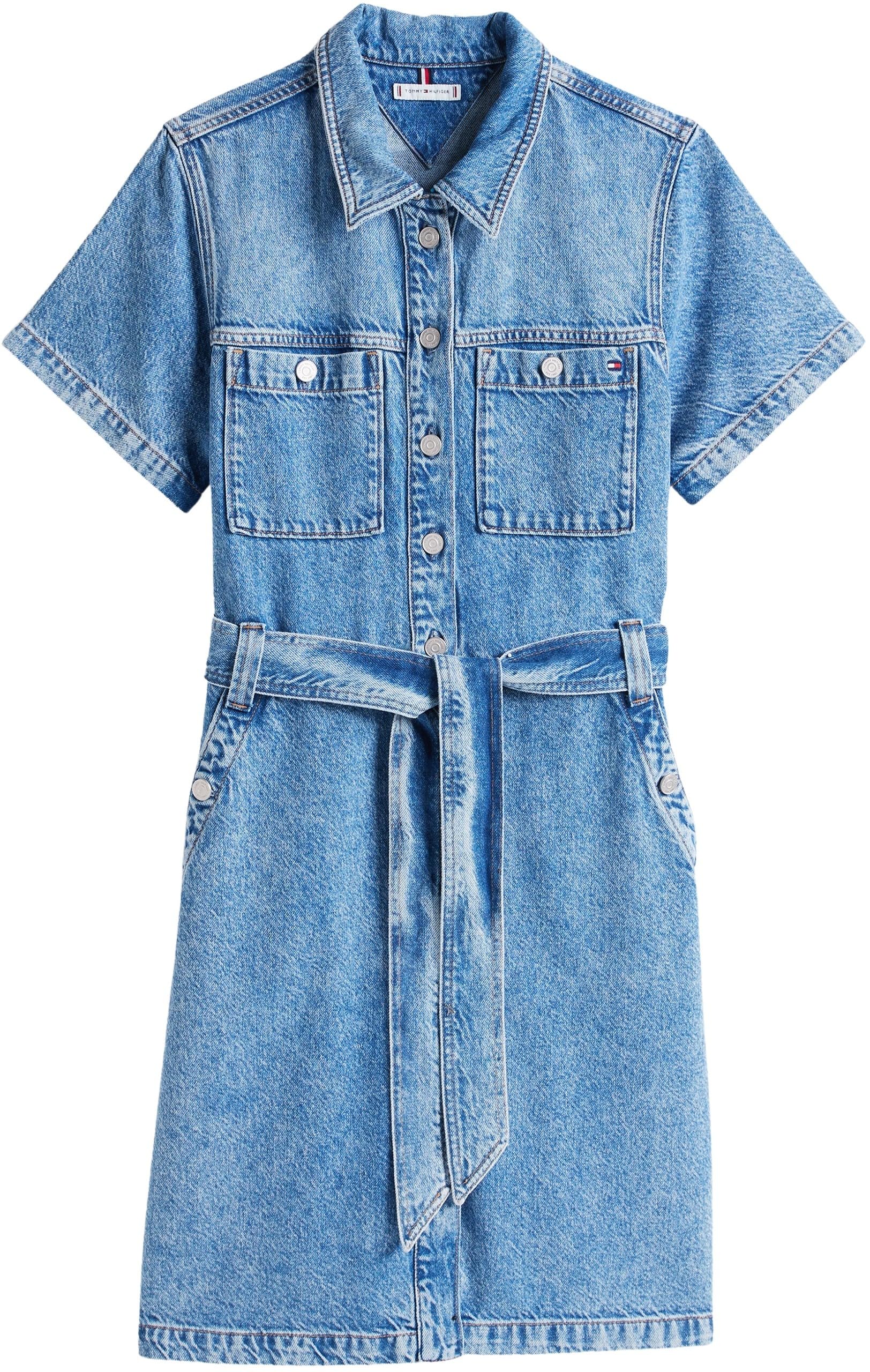 Tommy Hilfiger Damen Jeanskleid Knee Belted Ali Kurzarm