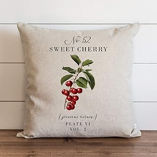 Promini Sweet Cherry Pillow Cover Botanical Pillow Cover Floral Herbs Spring Home Decor Summer Throw Pillow Garden Case Cushion Pillowcase for Sofa Bench Bed 22 x 22 inches