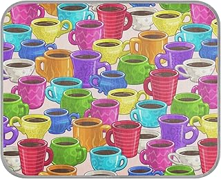 Oyihfvs Seamless Pattern with Colorful Cartoon Coffee Cups Texture Rectangle Ice Silk Dog Pet Pad, Soft Cooling Cat Mat Mattress, Washable Sleeping Pad for Puppy Cat Kennel (Small) 22 x 27 inch