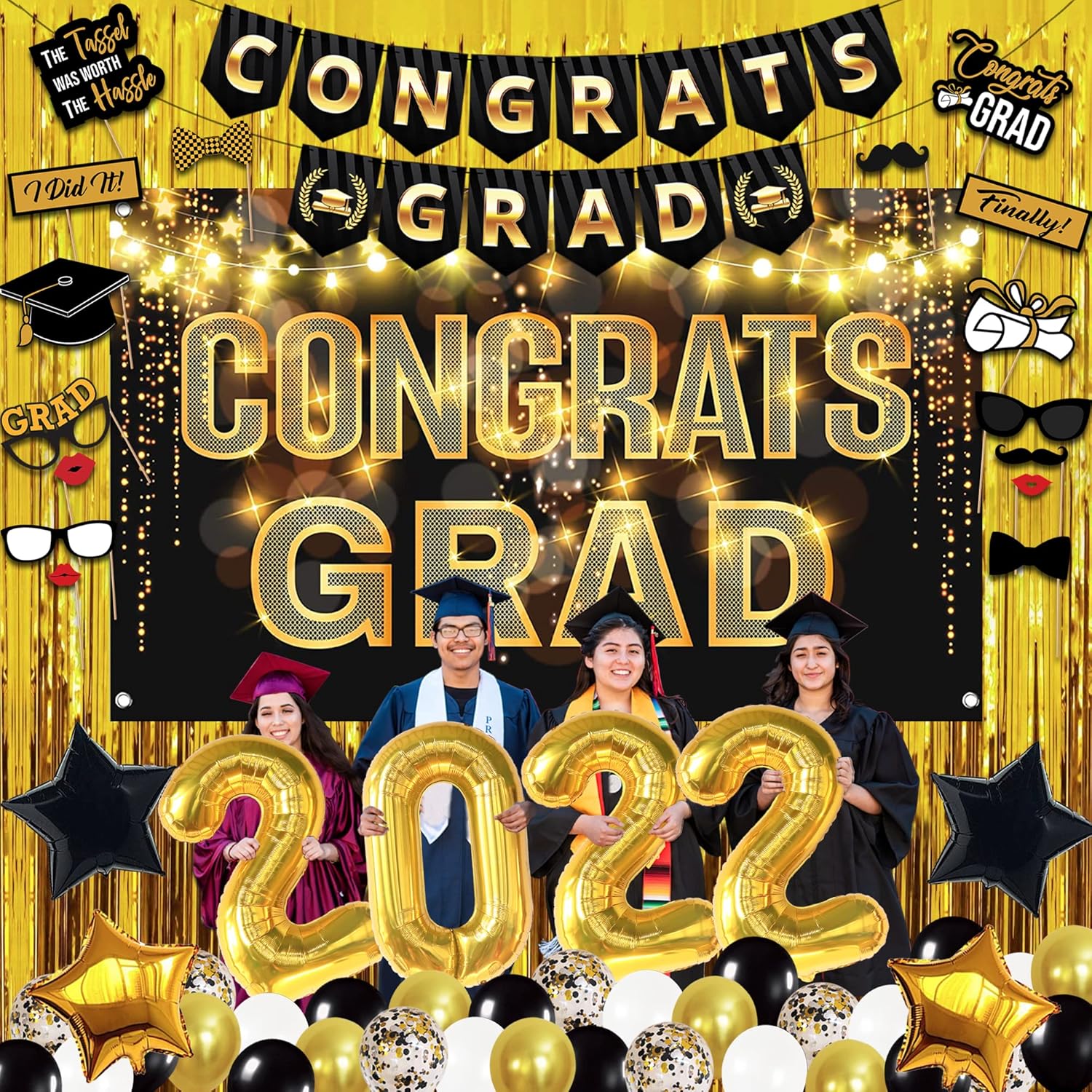 Huge Graduation Balloons 2022 Gold Set Graduation Party