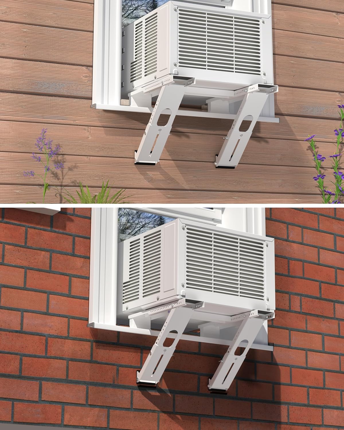 Window AC Bracket, Heavy Duty Window Air Conditioner Support Brackets with 2 Arms, A/C Holder for 5000 Btu to 24000 Btu Outdoor AC Window Units, Max 220 Lb Capacity image 6 of 6 B0GCK16CWF