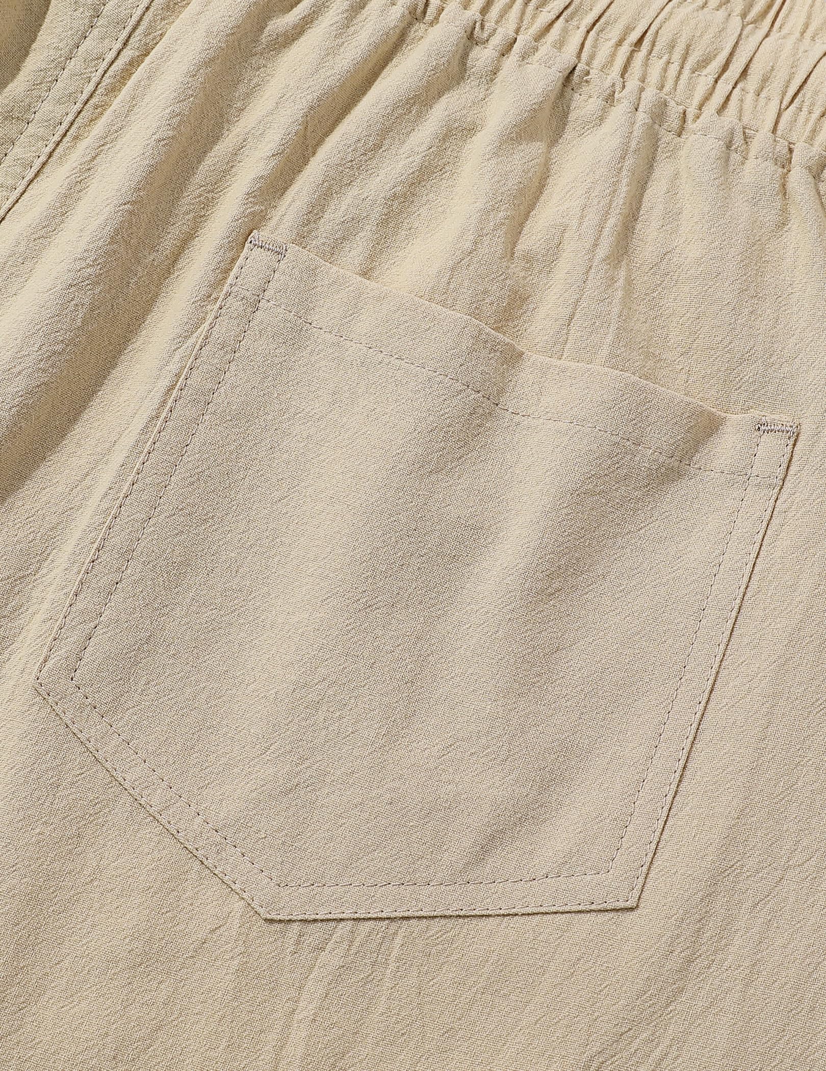 TARAINYA Pantaloncini Lino Uomo Bermuda Uomo in Morbido Cotone e Lino con Cordino Regolabile e Tasche