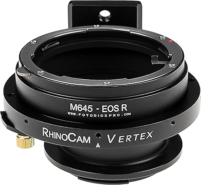RhinoCam Vertex Rotating Stitching Adapter, Compatible with Mamiya 645 (M645) Mount SLR Lens to Canon RF Mount Mirrorless Cameras