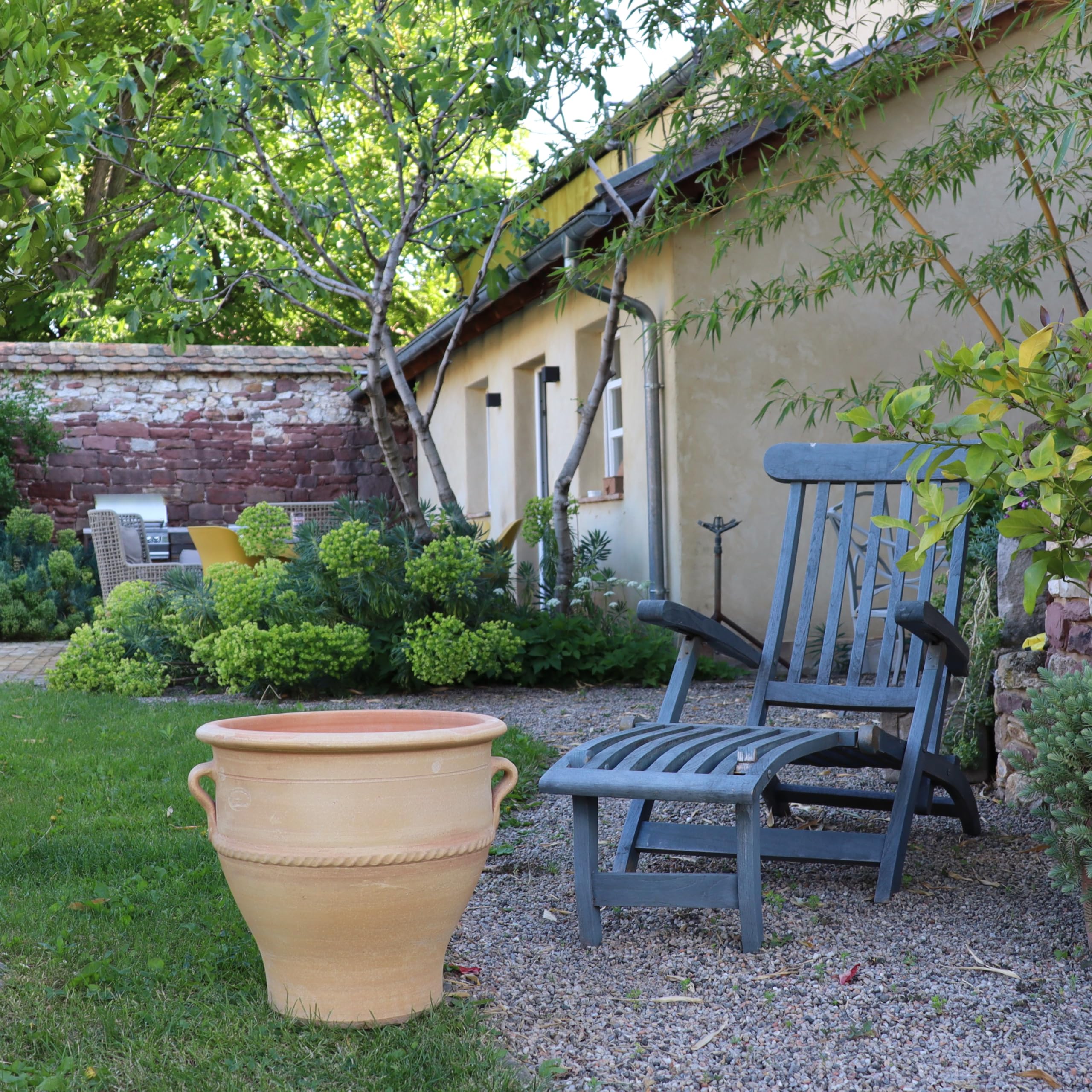 Palatina Werkstatt Vaso 100% fatto a mano, in terracotta rosa, 40 cm, dalla Grecia, atmosfera esclusiva e naturale per il vostro giardino e la casa