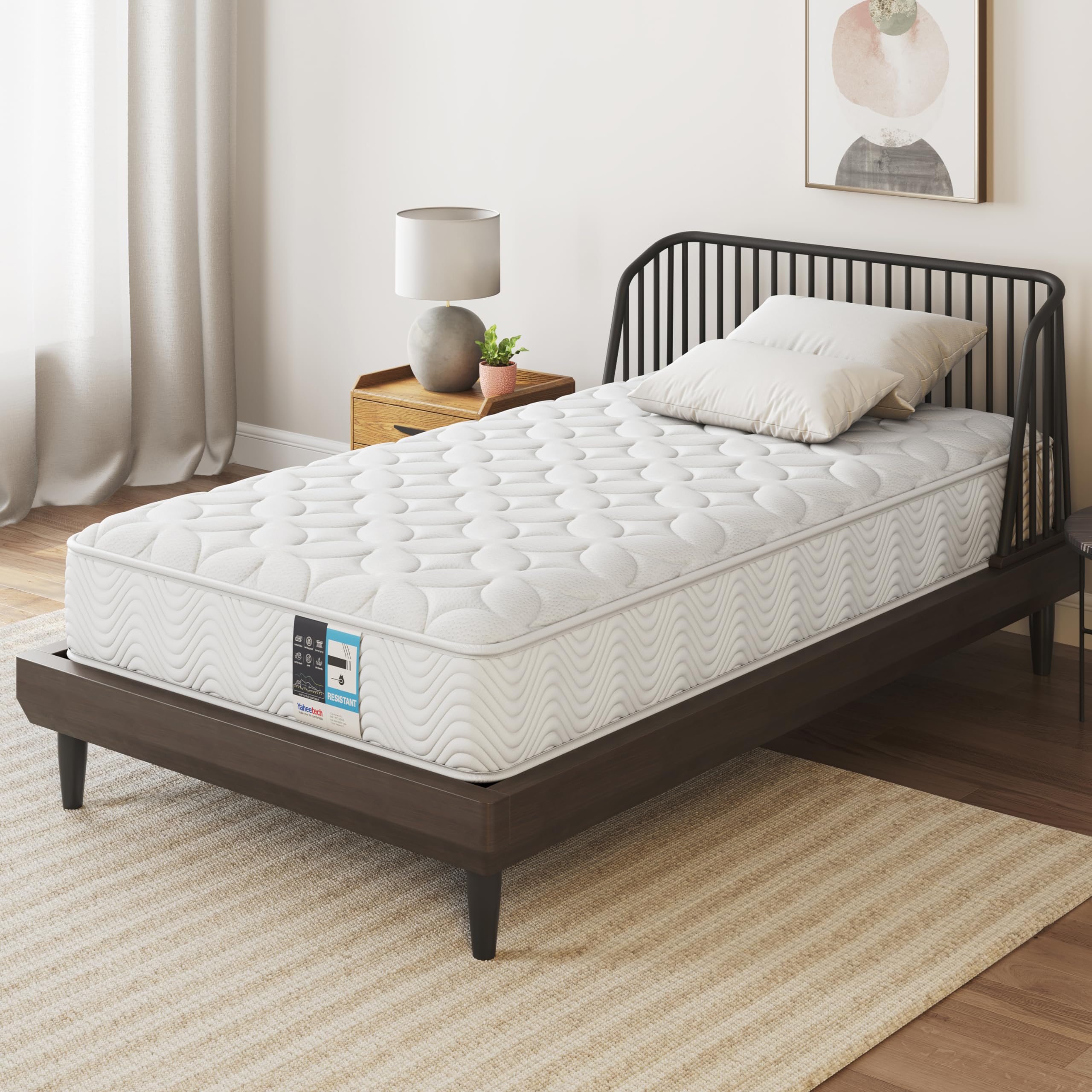 Yaheetech Colchón Núcleo de Muelles Ensacados Individual 90 x 200cm Blanco | Colchón de Espuma Soporte de 7 Zonas Multicapa Tejido Transpirable Firmeza Media H3 Altura 23 cm Colchón de Invitados