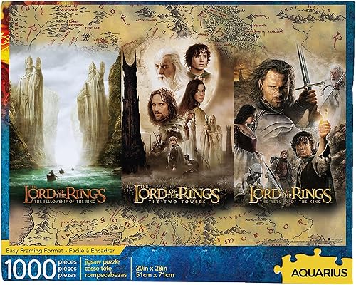 AQUARIUS Rompecabezas tríptico de El Señor de los Anillos (rompecabezas de 1000 piezas), sin deslumbramiento, ajuste de precisión, mercancía y