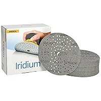 Vista 11 de Mirka Papel de lija Iridium Premium Ø 6 pulgadas Hook & Loop, grano 320, 50 piezas/para lijado de pintura, masilla, imprimación, madera, acero
