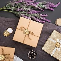 Vista 6 de Yoption Calcomanías para sello de cera con inicial H, paquete de 100 calcomanías autoadhesivas de oro antiguo para bodas, fiestas, cumpleaños