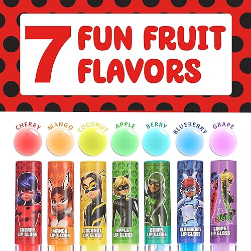 Miniatura 3 de Miraculous Zag Heroez Lipgloss Collection - Juego de 7 brillos labiales con emocionantes sabores de frutas y aplicador de precisión tubos de brillo