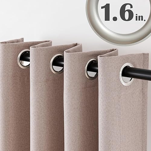 Miniatura 2 de jinchan - Cortina oscurecedora con textura de lino, de 72pulgadas de largo, con aislamiento térmico y ojales, para sala de estar y dormitorio,