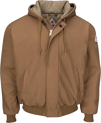 Bulwark mens Heavyweight Fr Insulated Brown Duck Hooded Jacket