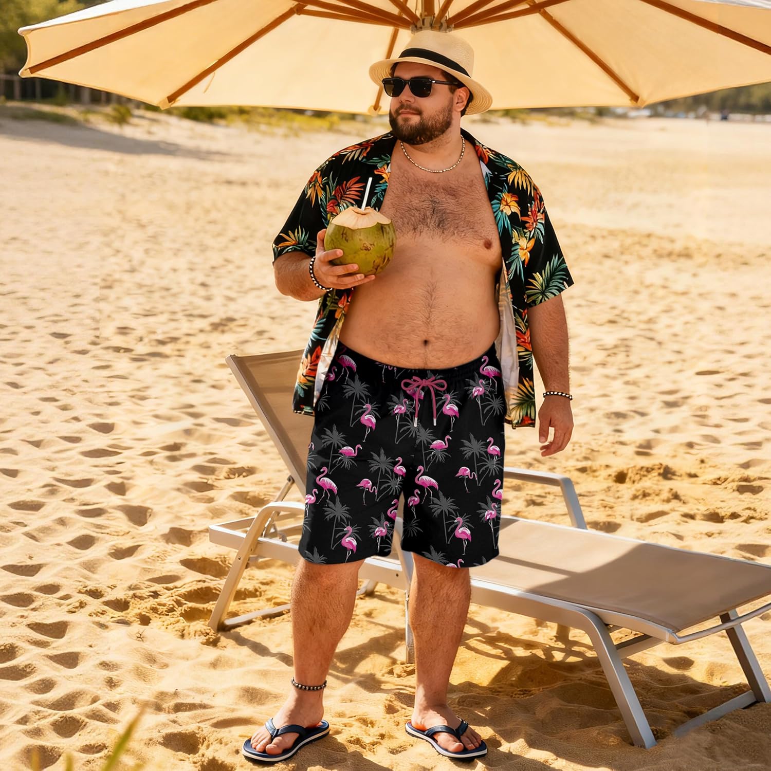 Big and Tall Swim Trunks with Compression Liner Men's 8 Inches Quick Dry Board Shorts Zipper Pockets Bathing Suit