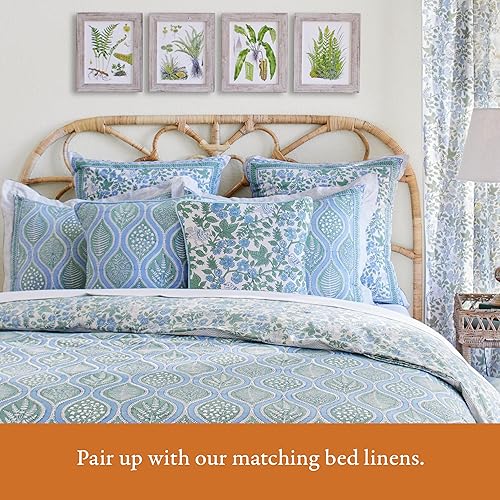 Miniatura 6 de Saffron Marigold Manta reversible azul acolchada, tamaño King, hecha a mano con estampado de helechos del bosque, de algodón, de gasa Jaipuri Razai,