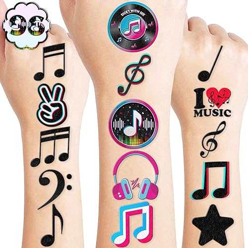 (96PCS) Music Note Notes Musical Motivational Pre-Cut Temporary Tattoos for