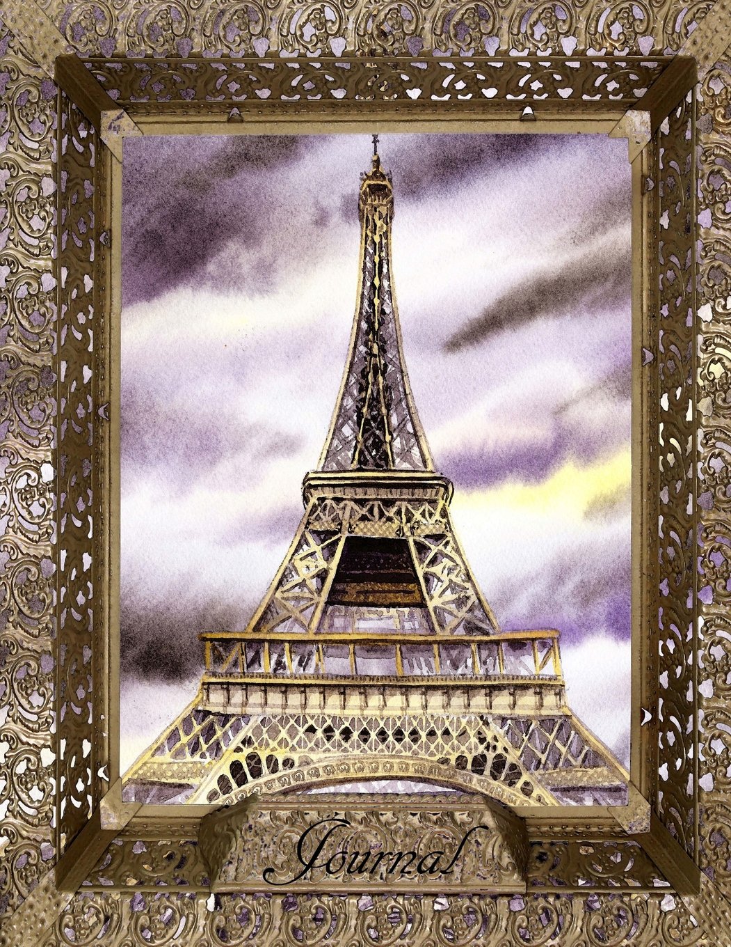 Paris Nights Eiffel Tower Journal: For Notes, Diary, Plans. Cover - Eiffel Tower watercolor painting by the artist Irina Sztukowski. 160 pages. Ruled Pages. Size 8.5 x 11 inches