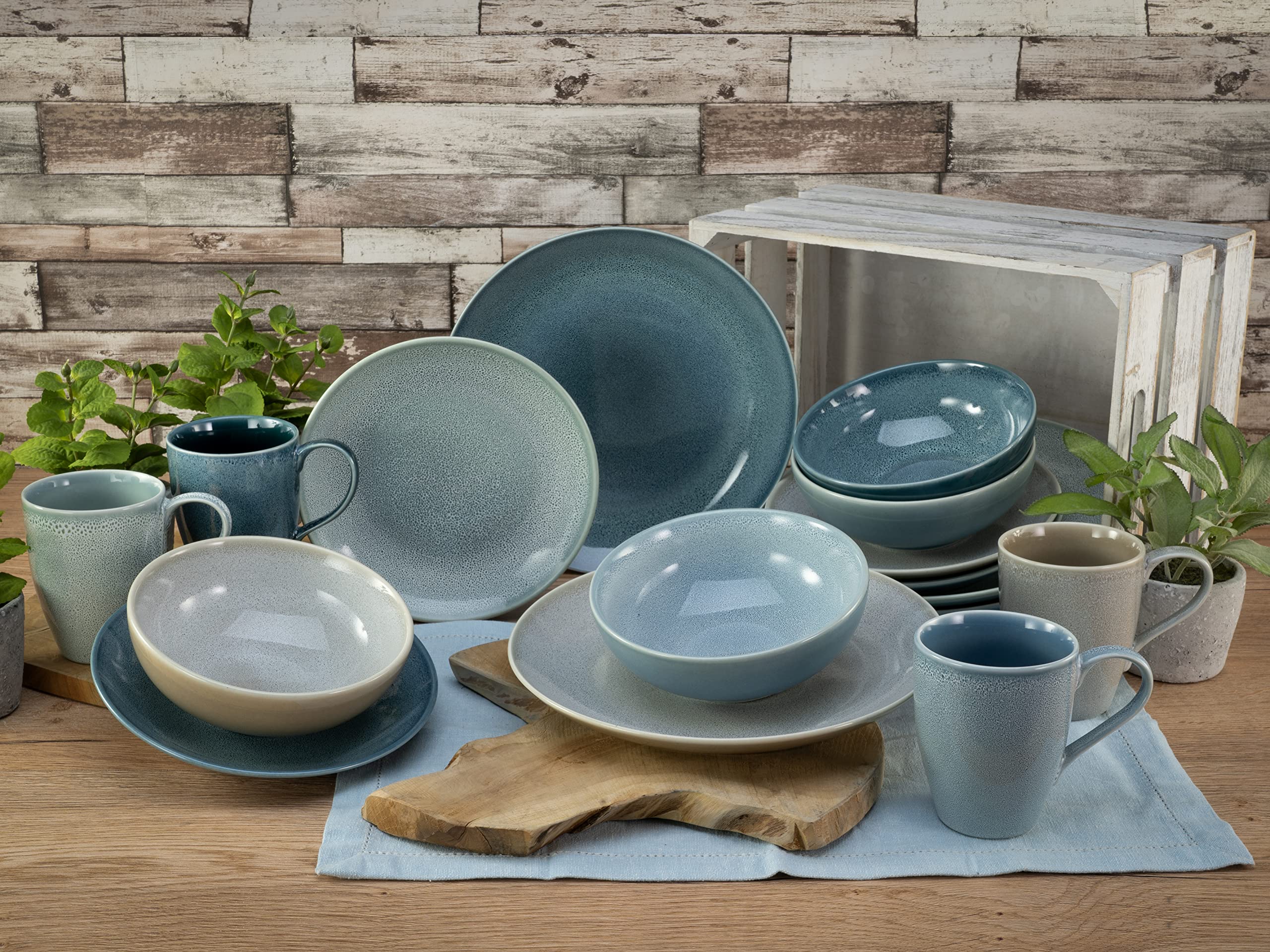 CreaTable, 23844, seria Reactive Aqua, zestaw naczyń, serwis kombi 16-częściowy