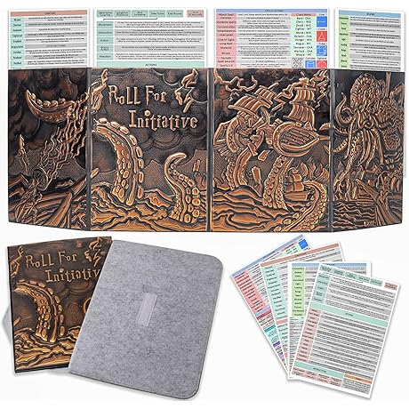 CZYY Wood DM Screen, 4-Panel DND Dungeon Master Screen with Pockets