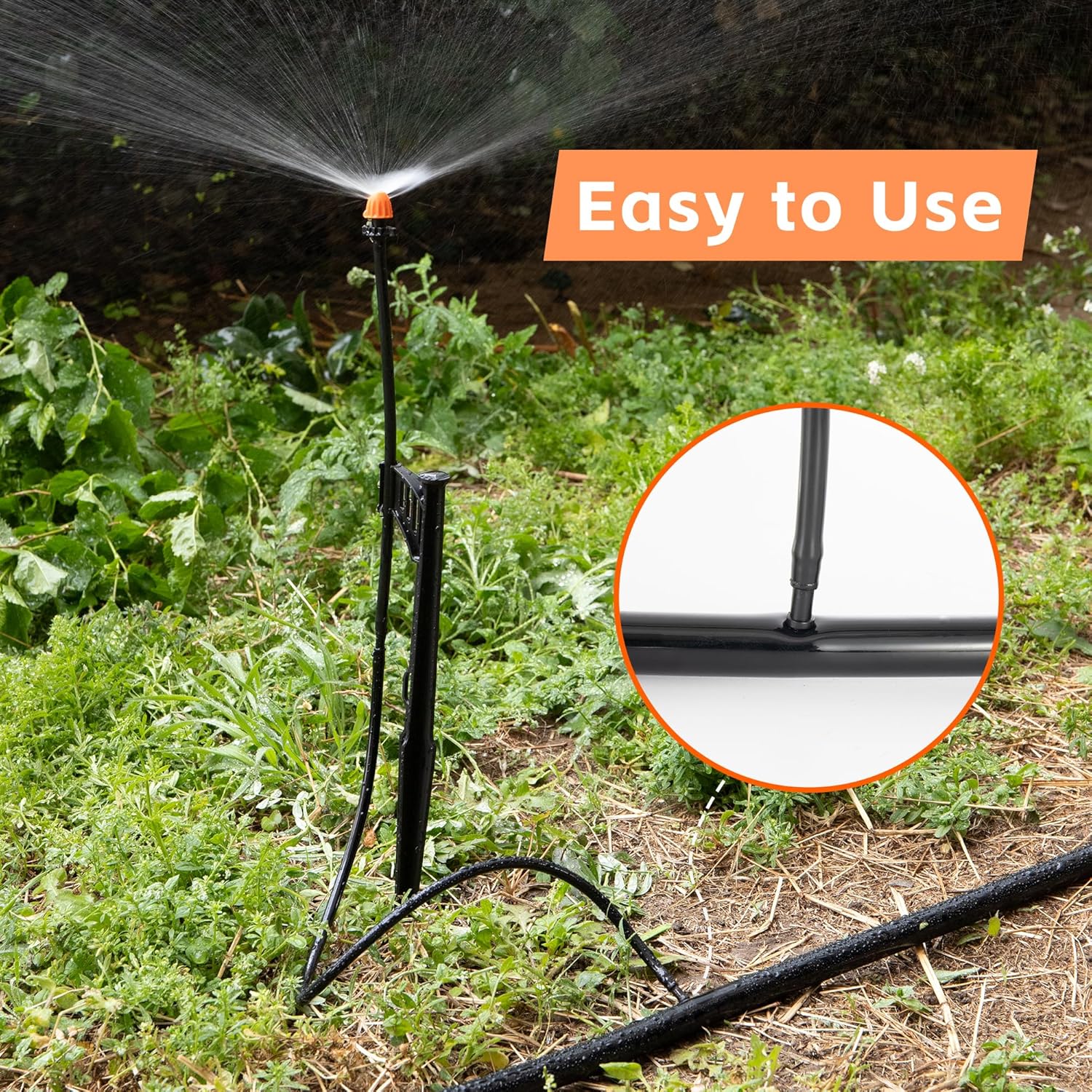 20 Sets 180 Degree Irrigation Sprinkler Heads with Stake Drip Micro Spray Emitters with 1/4" Irrigation Tubing on Riser Stake Micro Spray Sprinkler Stake Assembly for Garden Watering System