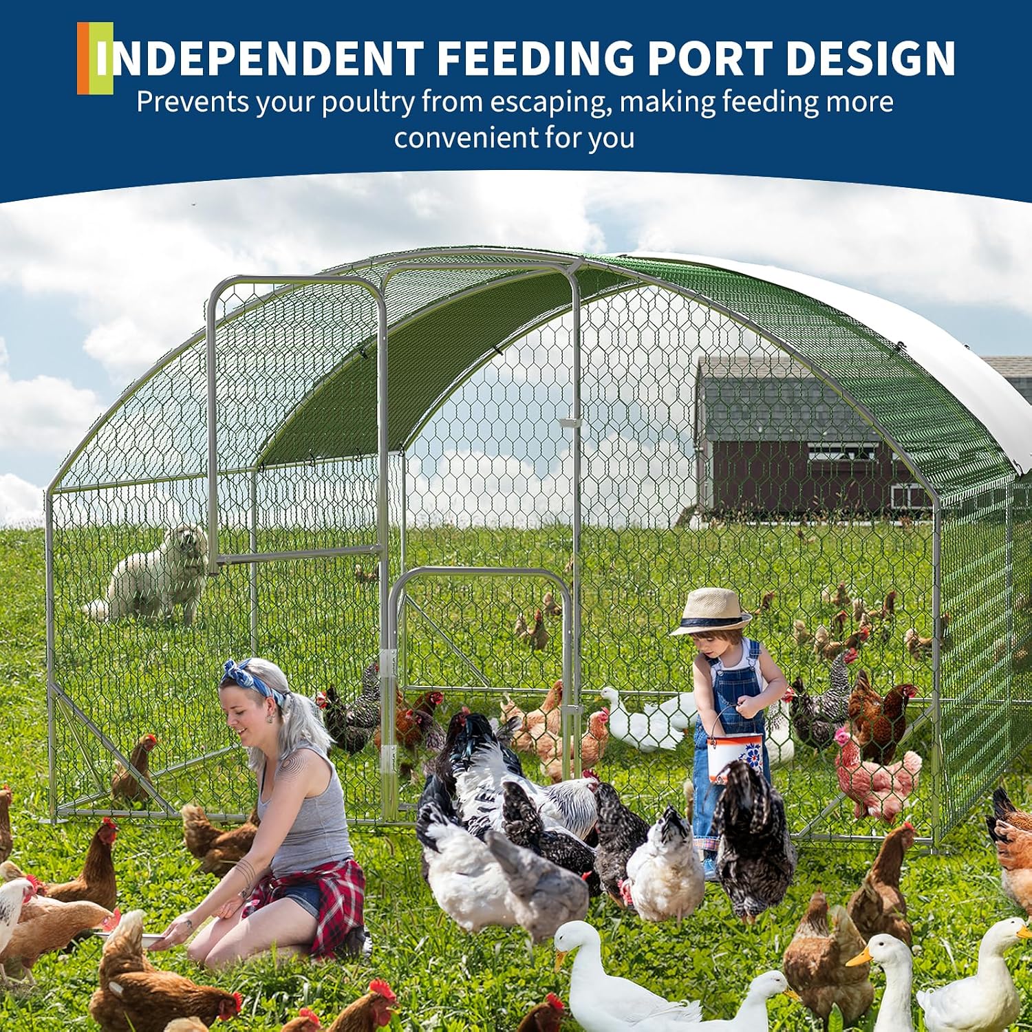 Large Metal Chicken Coop Run, Chicken Run for Yard with Cover, Large Chicken Run, Walk-in Poultry Cage,Chicken Coop for Chickens, 20 Hens, Ducks, Rabbits-9.8'W x 13.1'D x 6.6'H