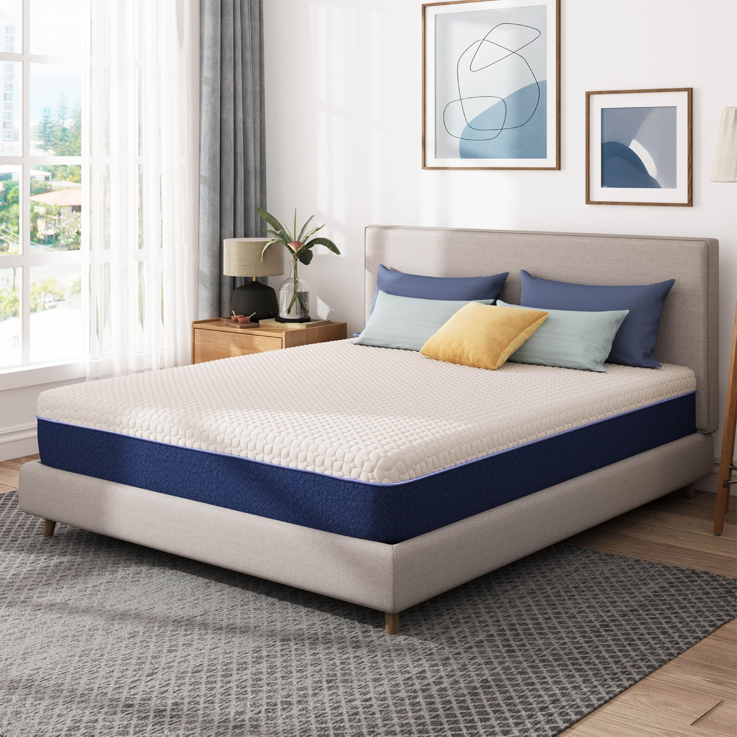 Gelsea 10 Inch Queen Size Mattress, Gel Cooling Memory Foam Mattress in A Box, Medium Firm Feel for Back Pain Relief, CertiPUR US Certified