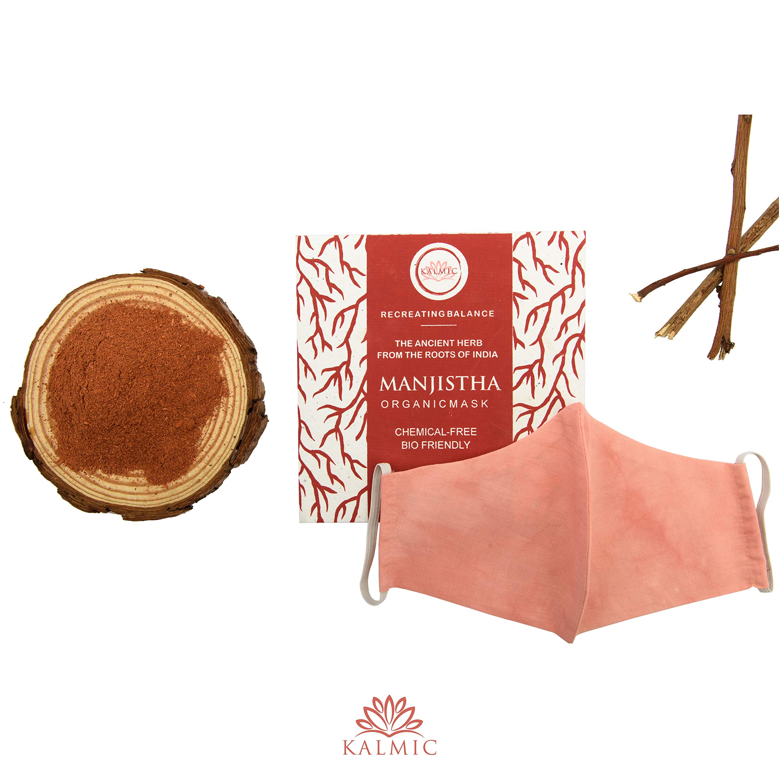 Kalmic Organic Cotton Reusable 3-Layered Manjistha Mask for Women & Men (Pack of 10, Pink)