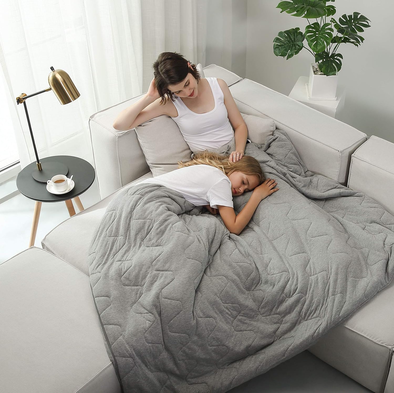 SNUZZZZ Weighted Blanket Adult 20 lbs with Summer Cooling and Fleece Warm Duvet Covers, for Hot & Cold Sleepers, Advanced Durability & Silky Comfort