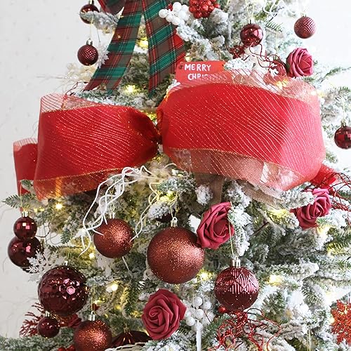 Miniatura 5 de Sea Team Cinta de hilo transparente con purpurina de 6 pulgadas de ancho, cinta de malla decorativa para árboles de Navidad, coronas, guirnaldas,