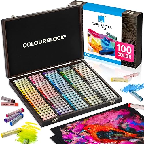 Miniatura 10 de COLOUR BLOCK Juego de 80 pasteles suaves para artistas I color, palos de carbón para colorear, suministros de arte de dibujo para adultos,