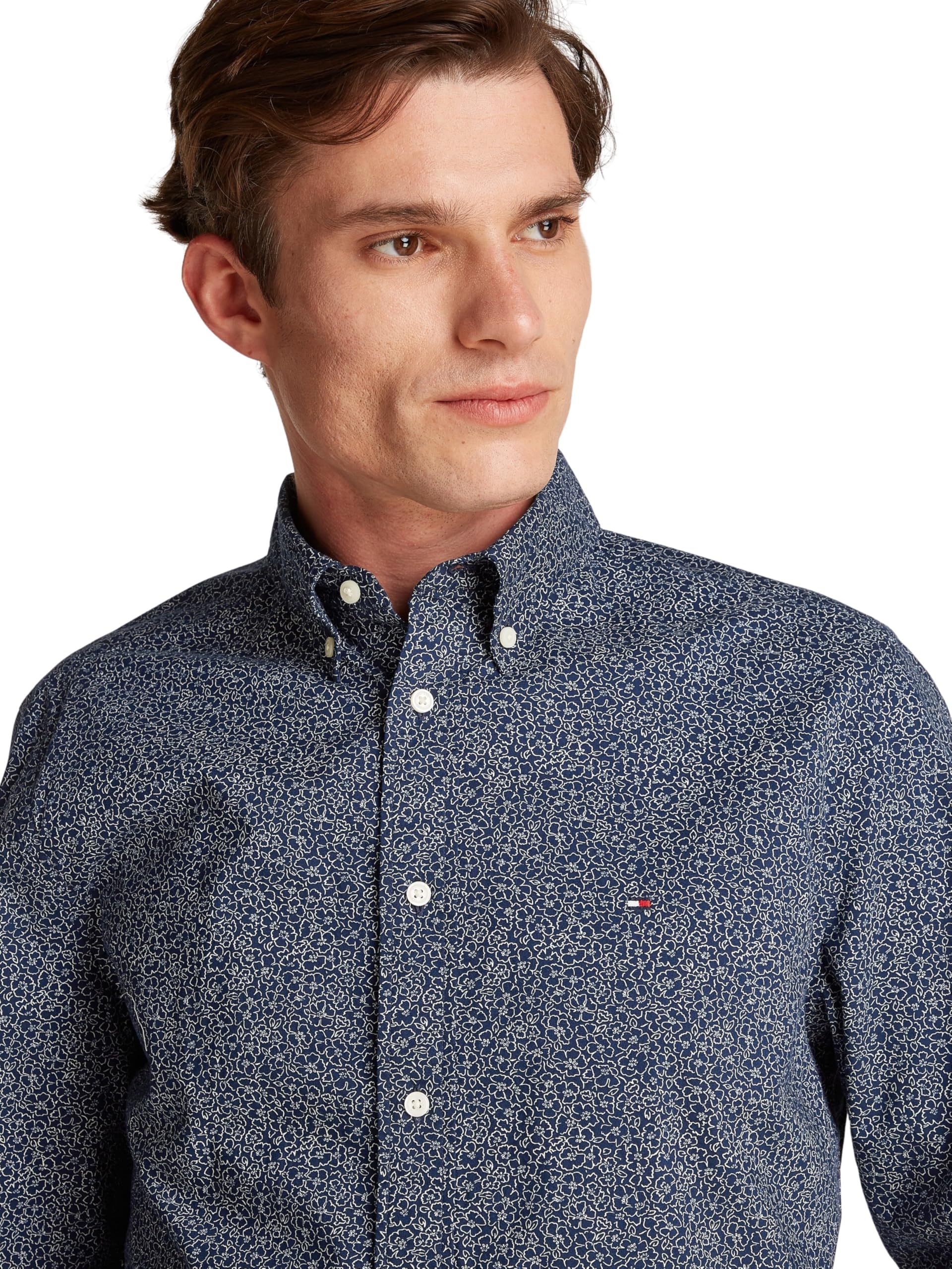 Tommy Hilfiger Flex Poplin Linr Floral RF Shirt Mw0mw38089 Camicia L/S Unisex - Adulto (Pacco da 1)
