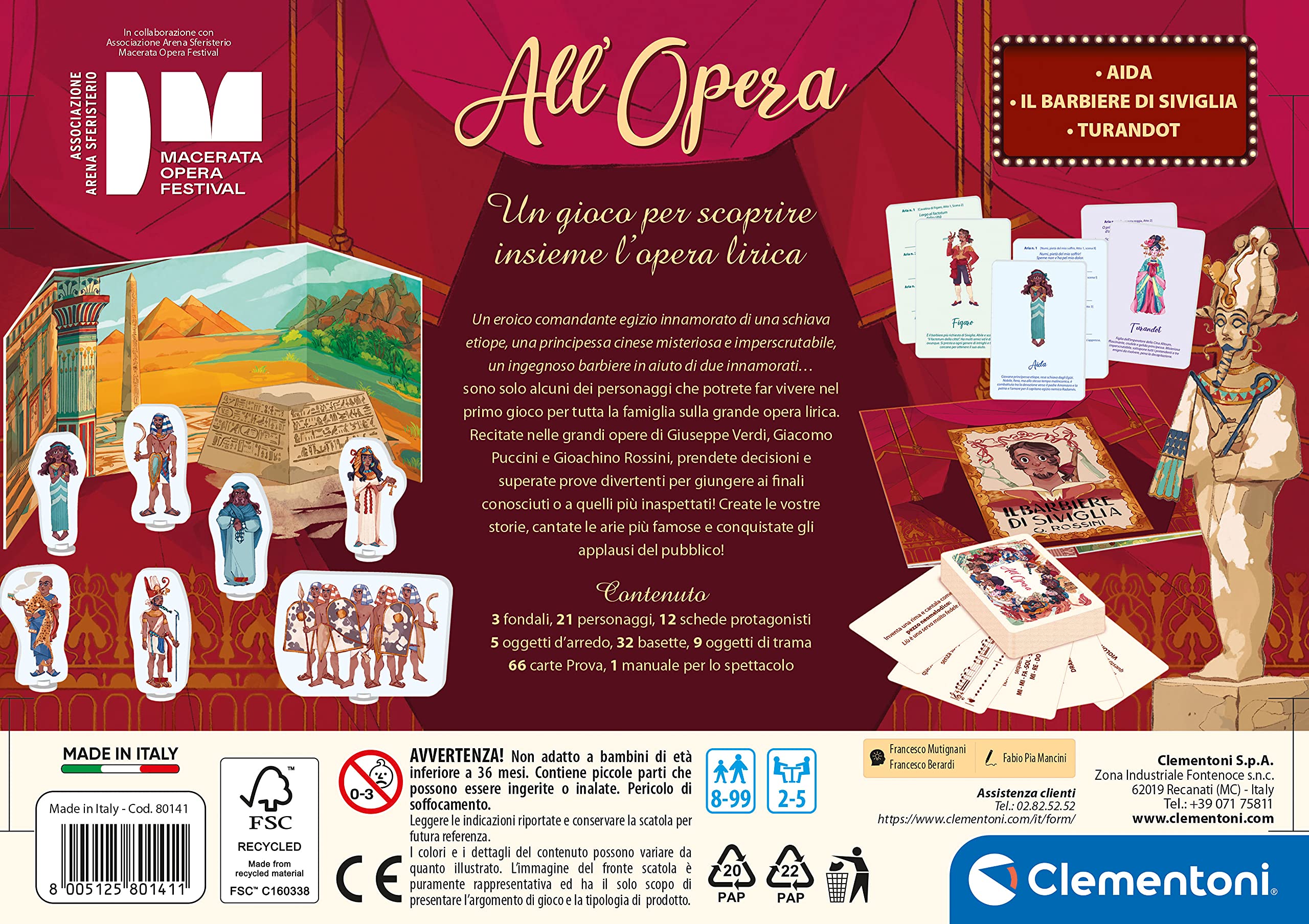 Clementoni - All'Opera! Gioco Da Tavolo Famiglia – Tema Aida, Barbiere E Turandot, 2-5 Giocatori - 2