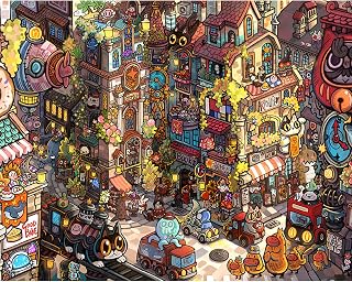Pintoo Jigsaw Puzzles 2000 Piece for Adults - Pao Mian - Art Street Beautiful Plastic Puzzle for Home Decor Zero Dust Easy Storage [H3607]