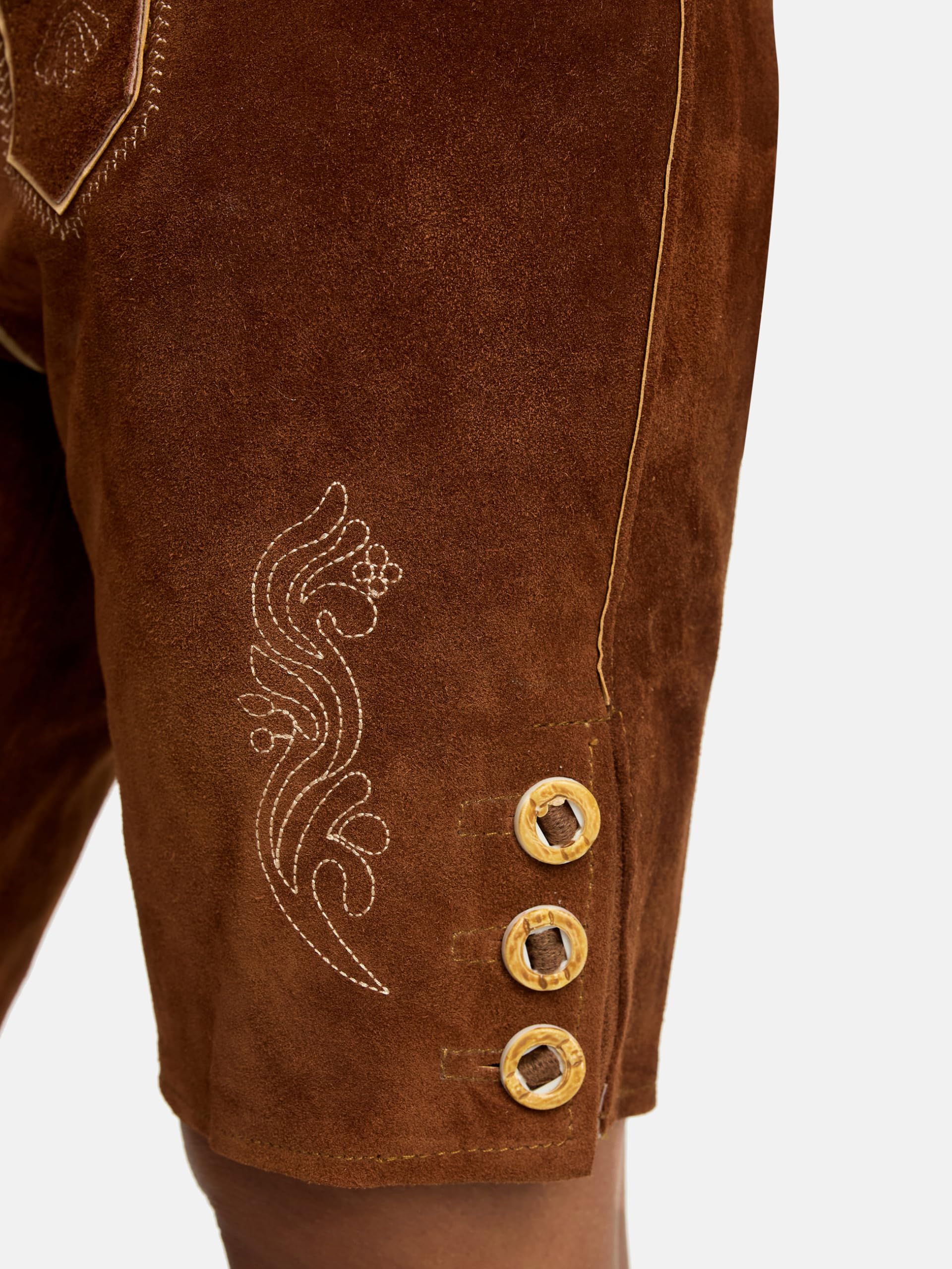 Steigenhöfer Lederhose Damen Tracht Shorts - 100% Rindsleder - Annika - Traditionelle Kurze Hose für Frauen - Inklusive verstellbaren Trägern - Gürtelschlaufe - Dirndl Alternative