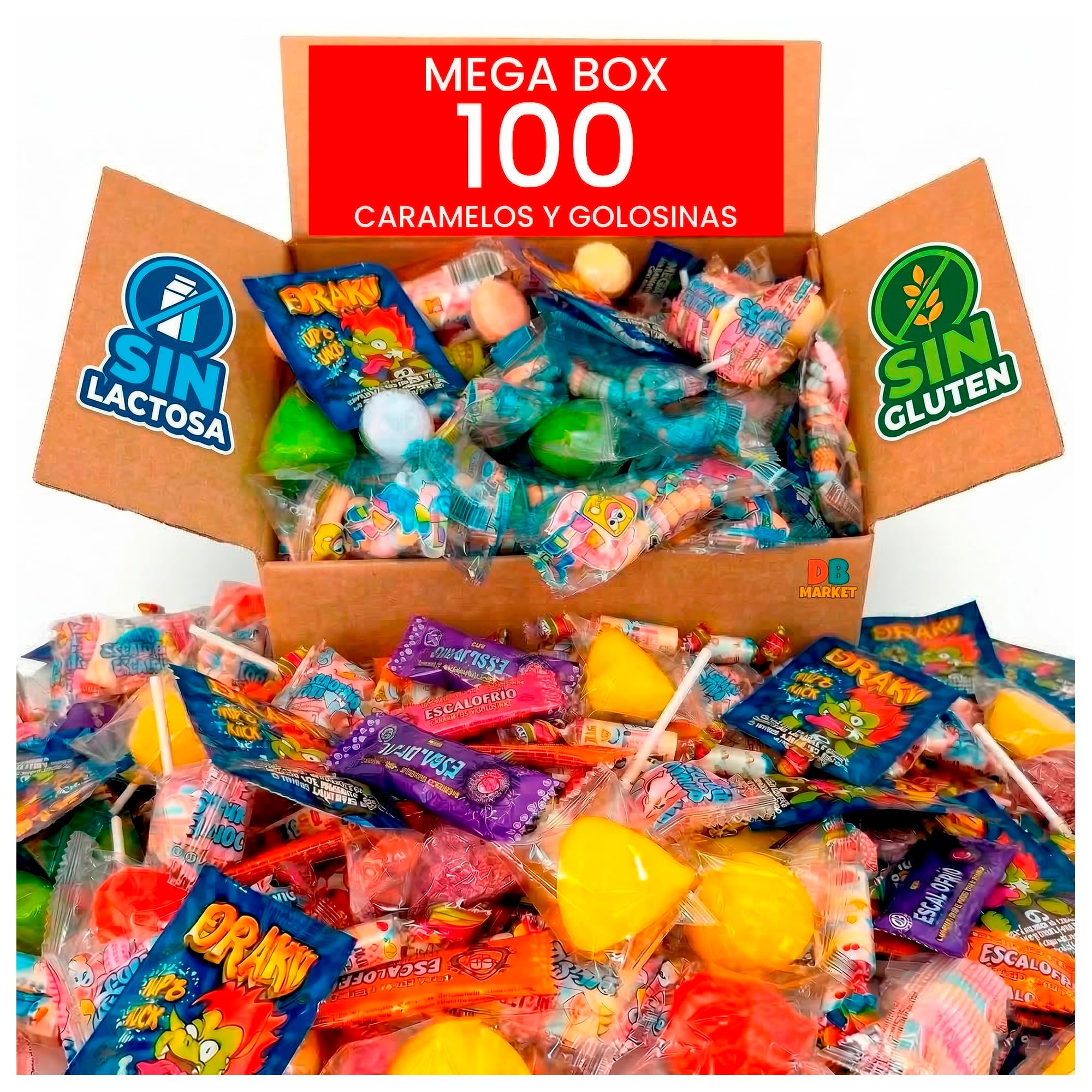 Mega Pack 100 Chuches Golosinas Caramelos para Relleno de Piñata Surtido Sin Gluten Sin Lactosa
