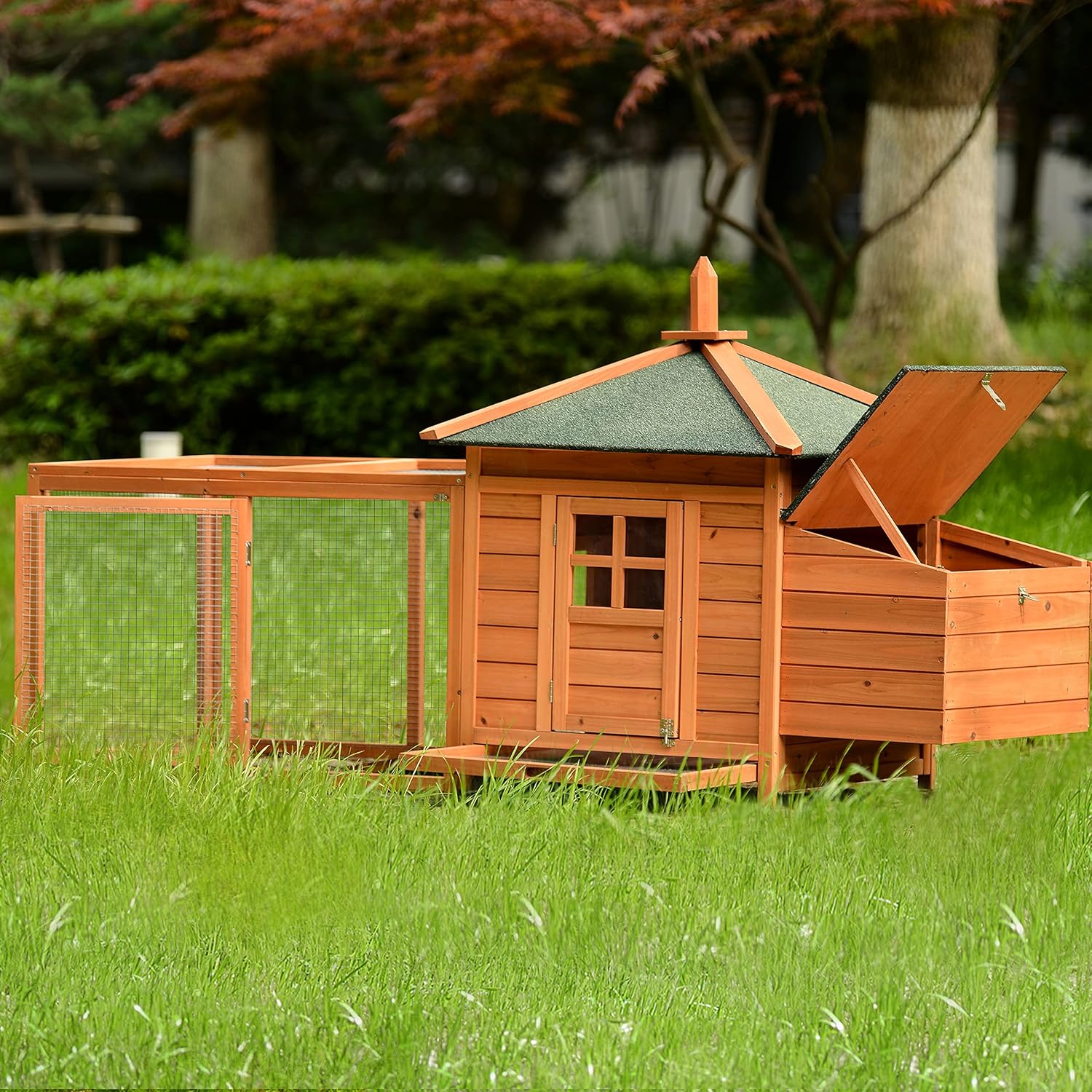 78" Large Outdoor Wooden Chicken Coop Poultry Cage Rabbit