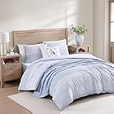 King Comforter Set, Super Soft Bedding with Matching Sham, Breathable Bed Essentials (Modern Stripe White, King)