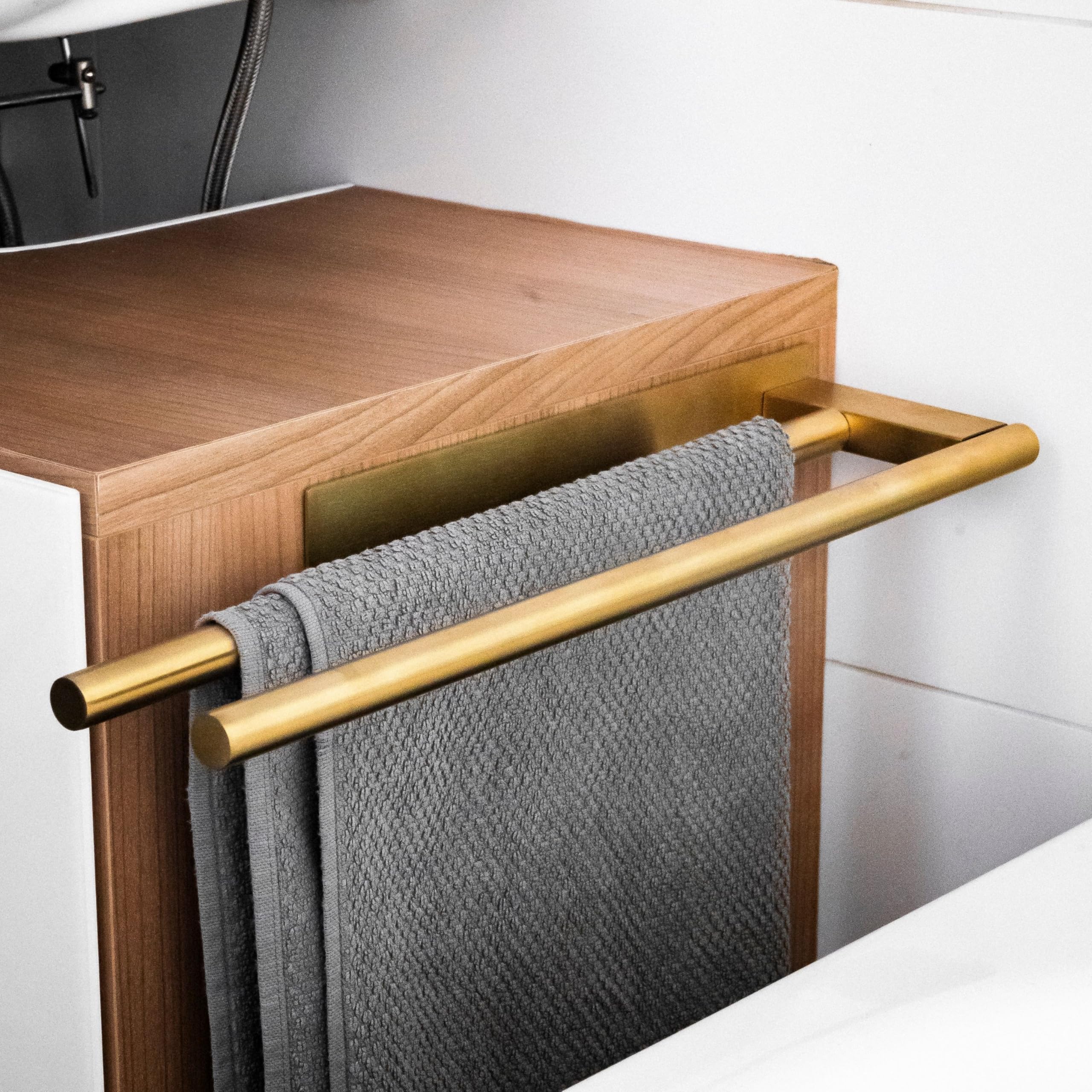 Portasciugamani in acciaio inox, autoadesivo, senza foratura, per bagno, cucina