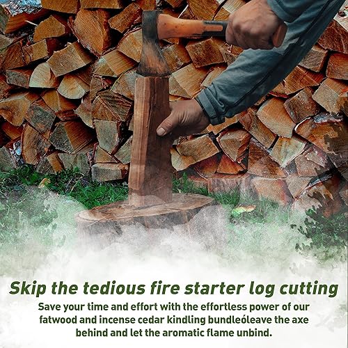 Miniatura 4 de Double Tree Forest Products - Combo de leña de cedro de madera de grasa e incienso ideal para estufas de leña, chimeneas, fogatas, hogueras -