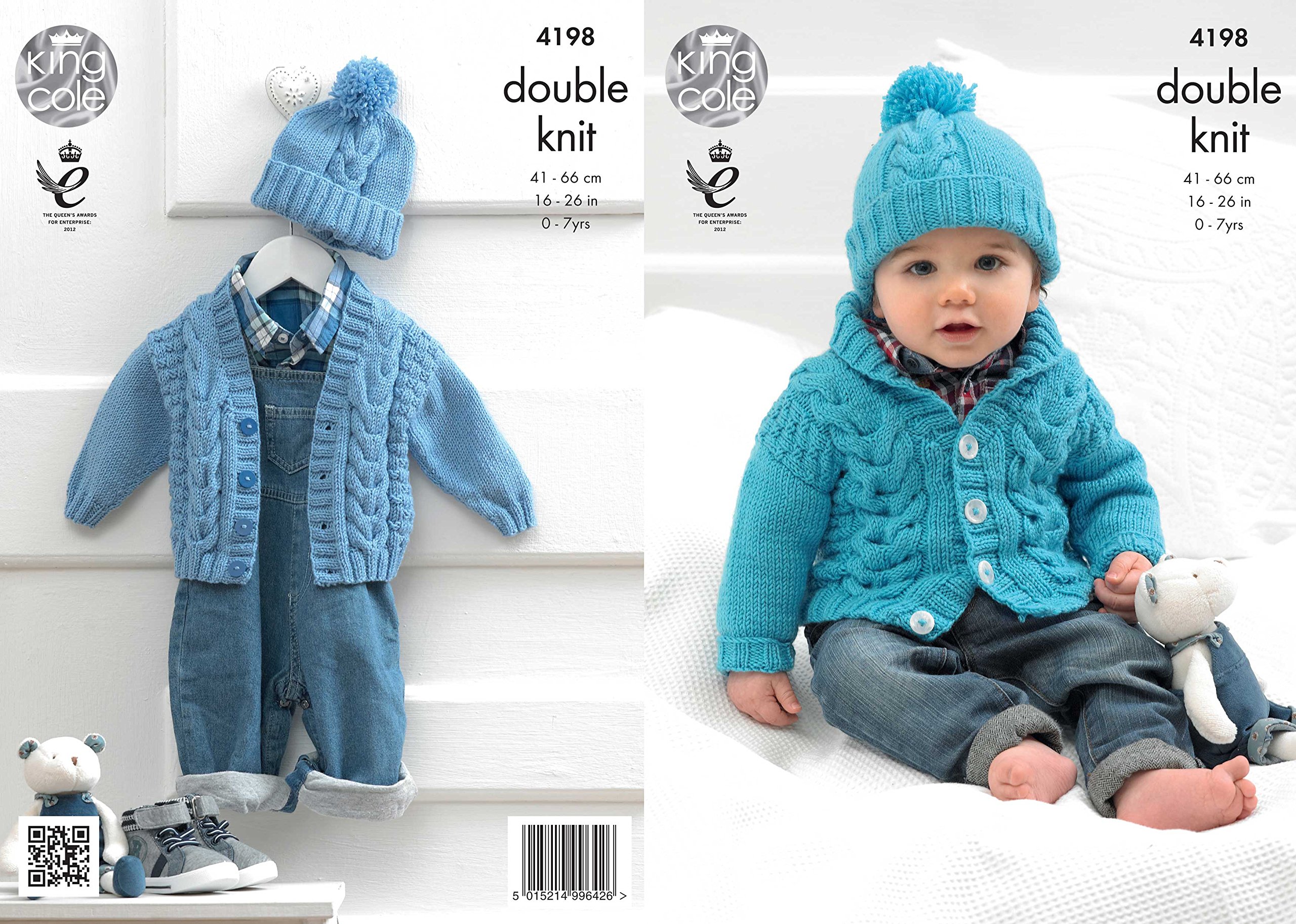 King Cole 4198 Knitting Pattern Cardigans and Hat to knit in King Cole Cherished DK