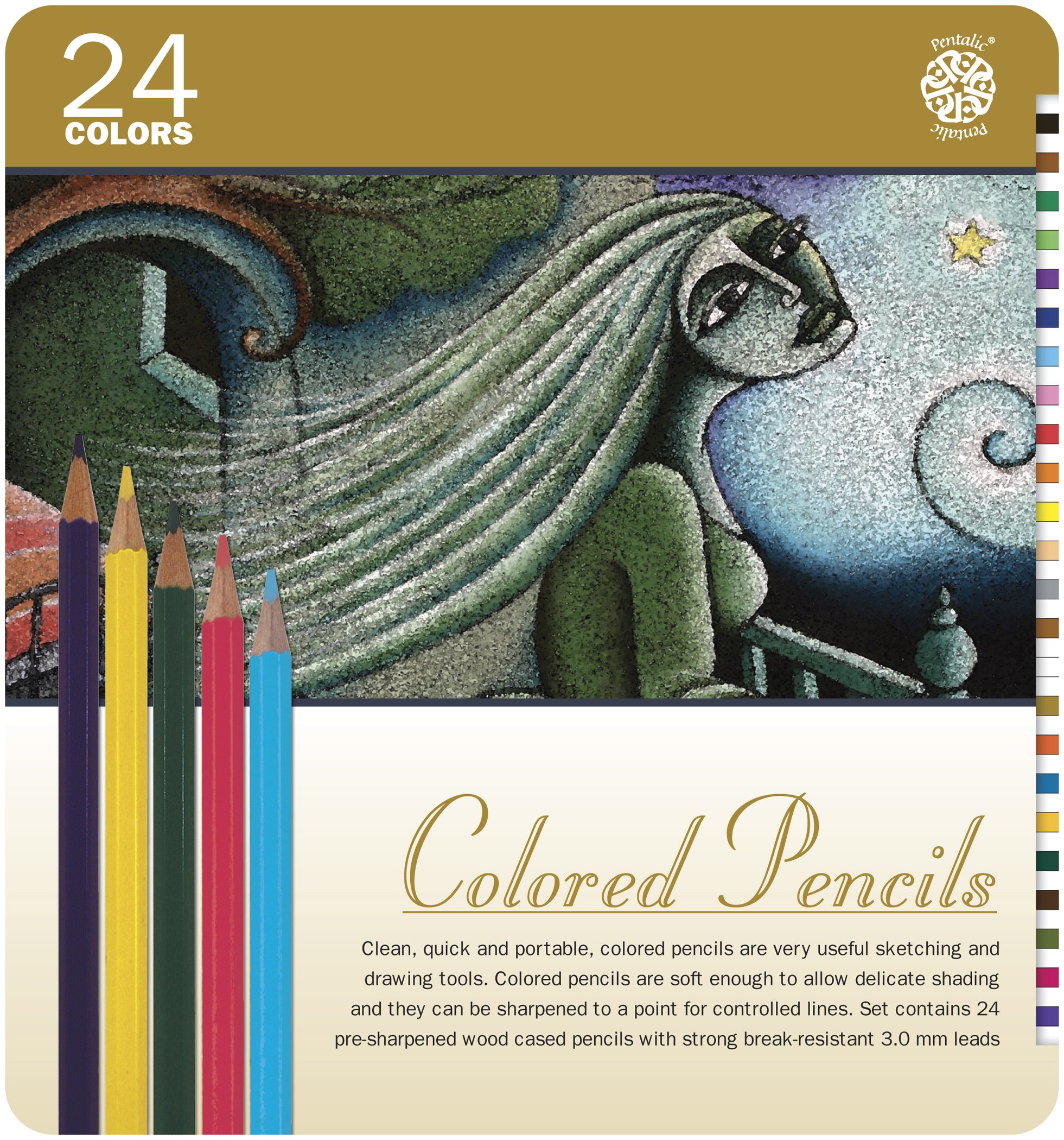 Pentalic Art 24-Piece Colored Pencil Tin Set