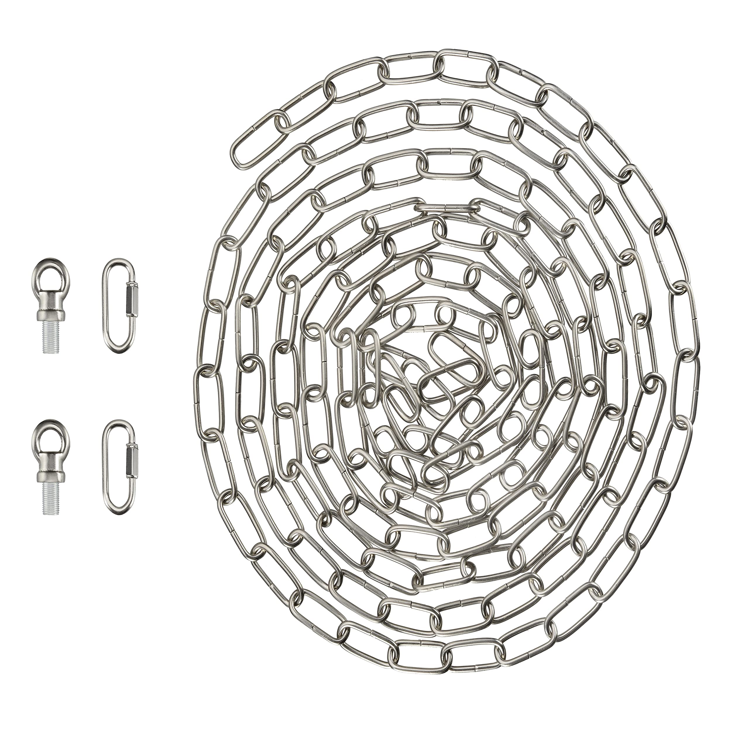 Aspen Creative 21116-21,Steel 15 Feet Heavy Duty Chain &amp; Quick Link Connector for Hanging Up Maximum Weight 50 Pounds-Lighting Fixture/Swag Light/Plant in Stin Nickel.9 Gauge., Satin Nickel