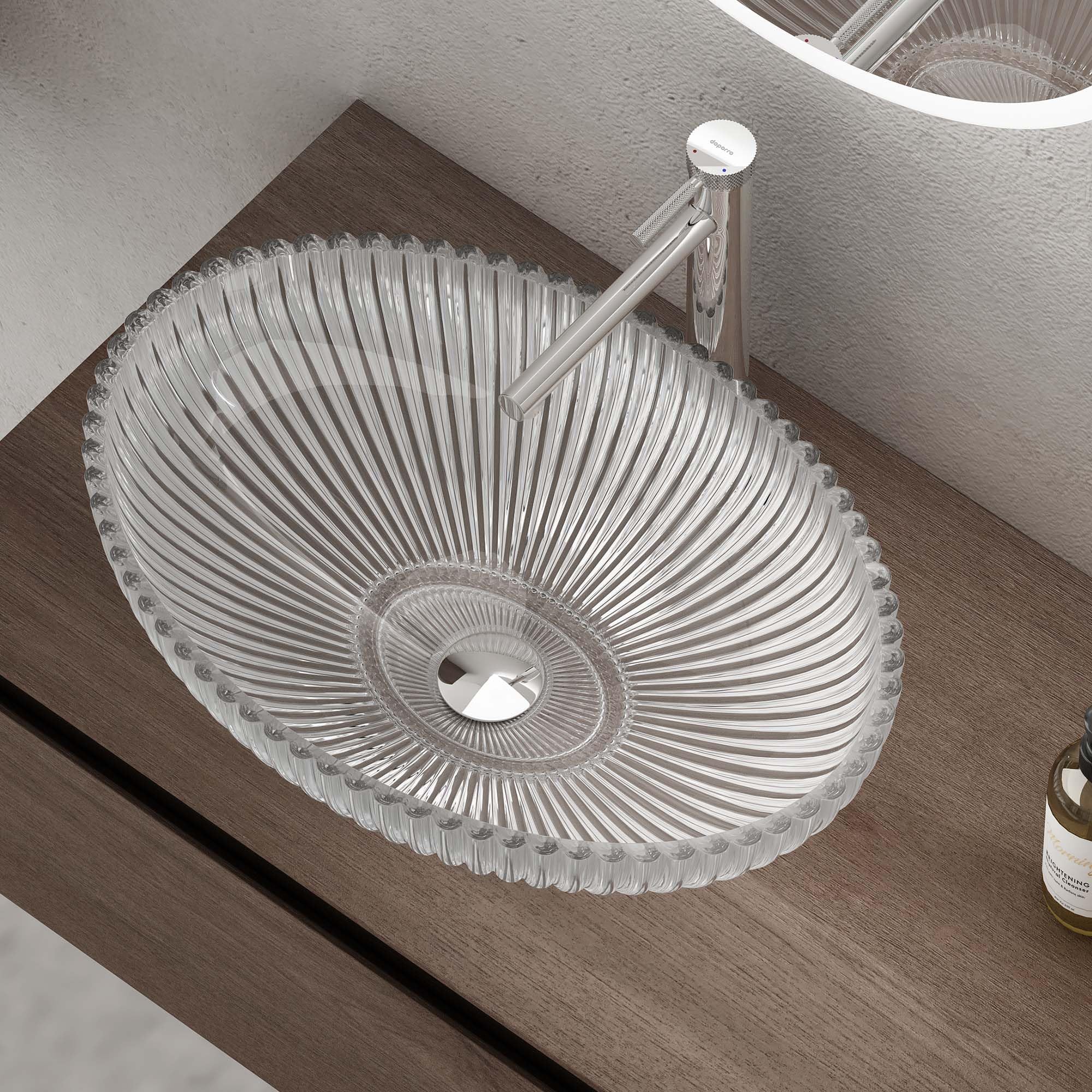 Lavabo Da Appoggio In Vetro Temperato Ovale - Design Moderno Oro Nero Per Bagno O Cucina - Foto 10