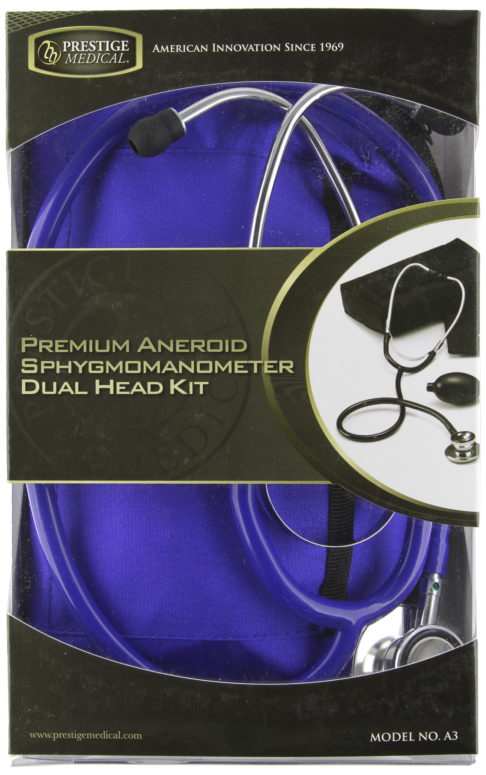 Prestige Medical Supplies 'Premium Aneroid Sphygmomanometer Dualhead Kit With Carrying Case' Royal