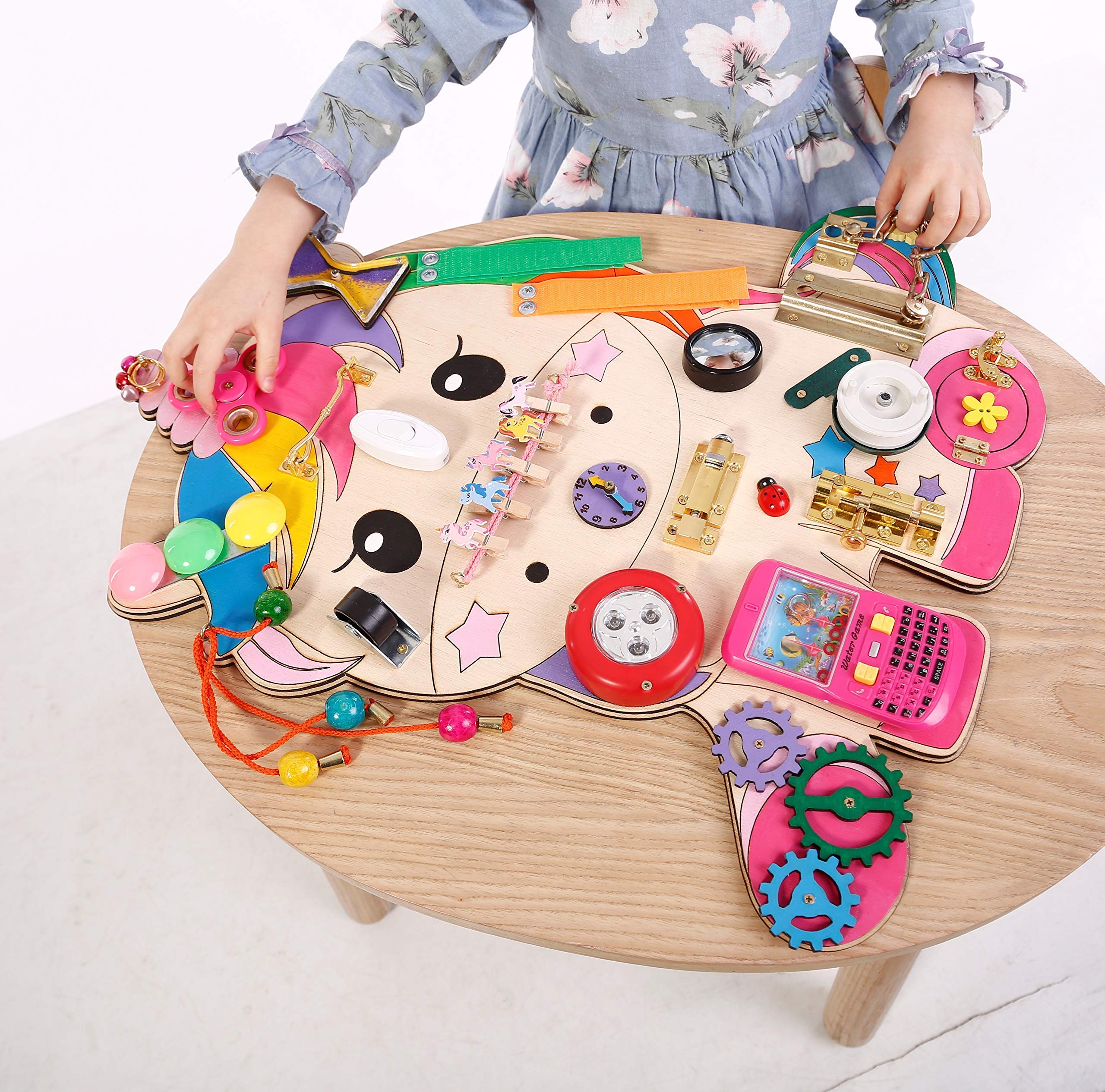 Unicorn Busy board Toddler Baby toy Activity Sensory board Playroom toys Gifts