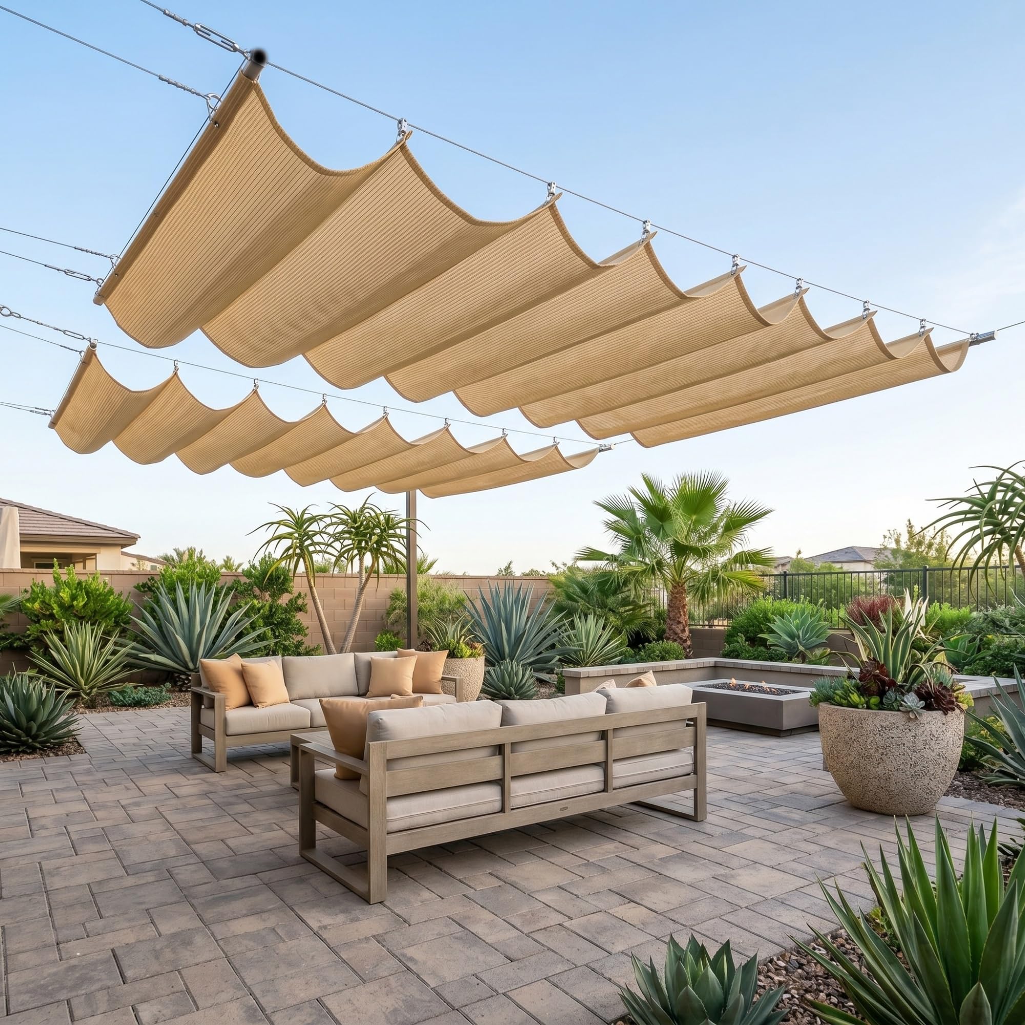 Einziehbares Welle Sonnensegel, Einfache Installation，Verstellbare Pergola Markise UV, Reißfeste Schattenabdeckung Inkl. für Terrasse Pergola，Inklusive Montageset(W2.5*L5m/W8.20*L16.41ft)