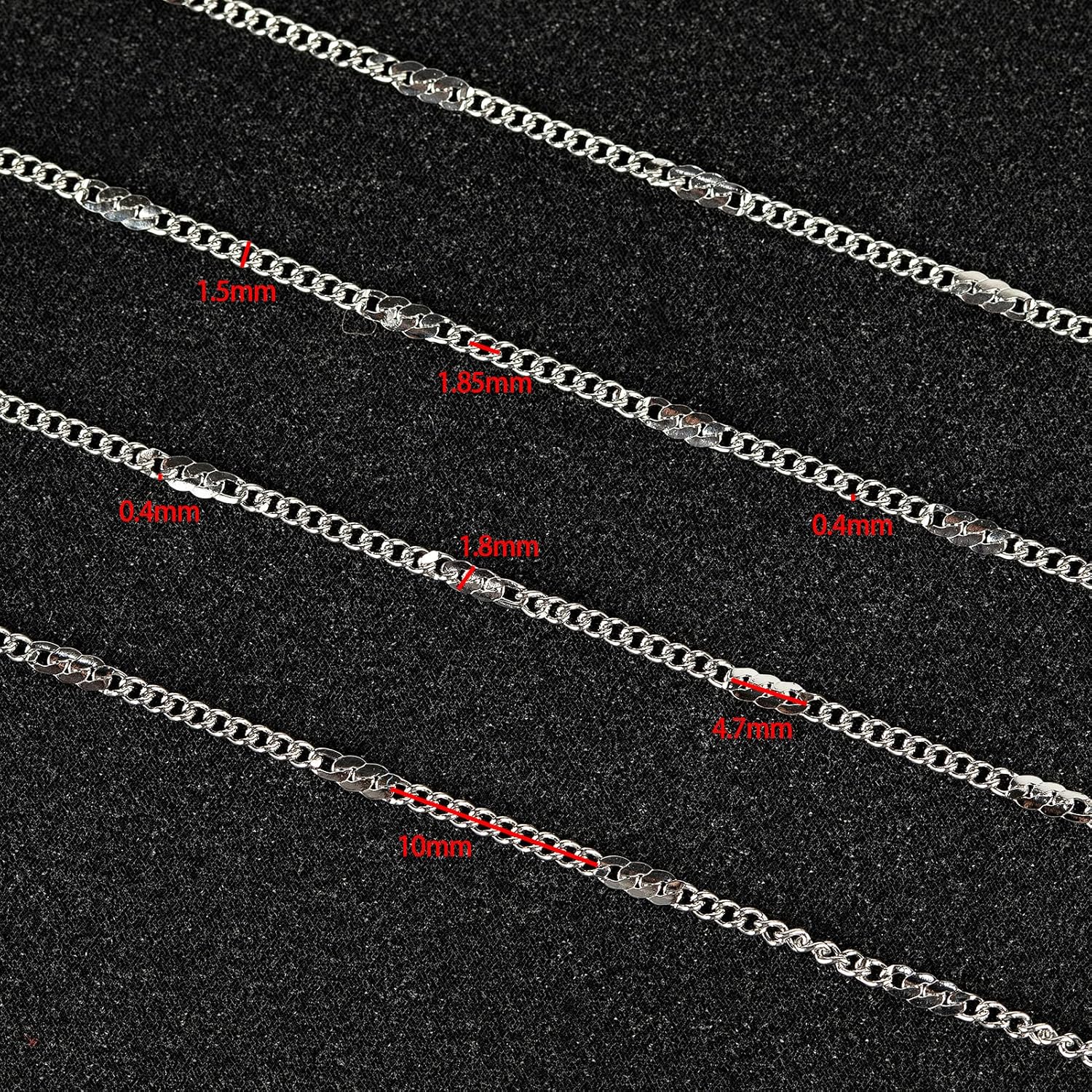 UMAOKANG 33 Feet Silver 316 Stainless Steel Chain for Jewelry Making, Twisted Curb Link Chain Bulk with Jump Rings Lobster Clasps for Necklace Bracelet Making DIY Accessories - Image 3