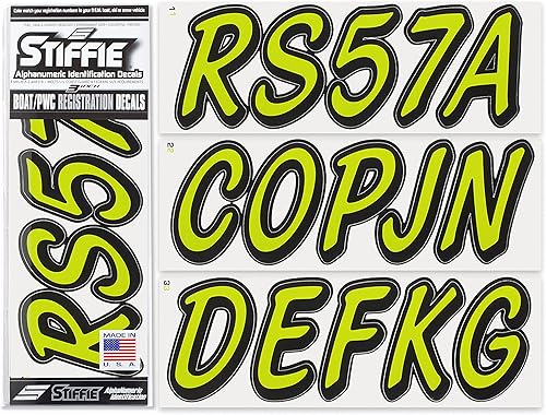 STIFFIE Whipline - Calcomanías de identificación alfanuméricas, adhesivos de números de registro para barcos y embarcaciones personales, color lima