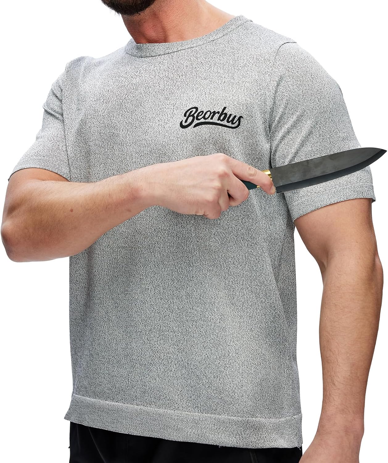 Cut Resistant Short Sleeve Shirt, ANSI A5 Safety Work Shirt, Lightweight Breathable Protective Workwear, Gray