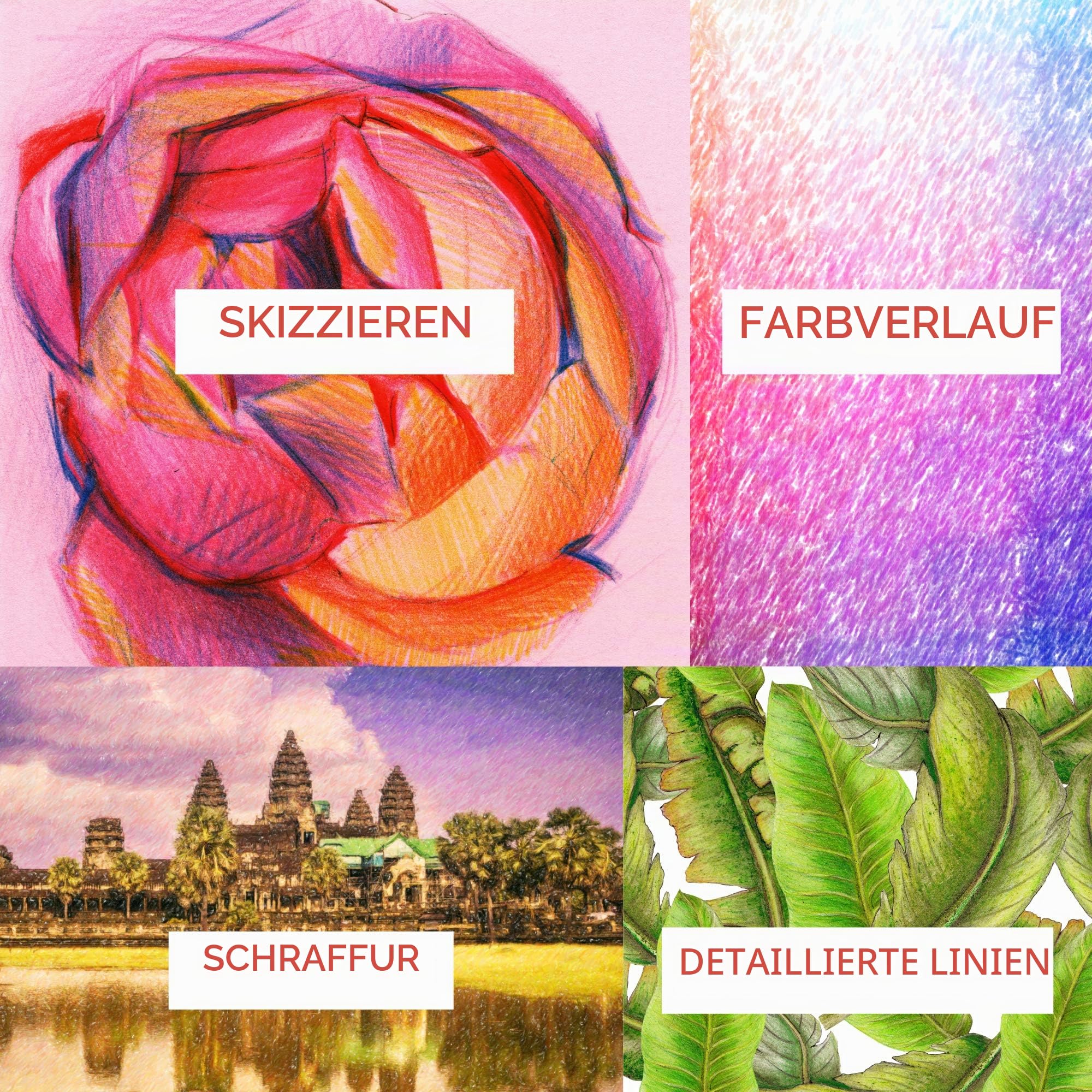 Buntstifte, Sets 120 Stück mit Schutzkoffer