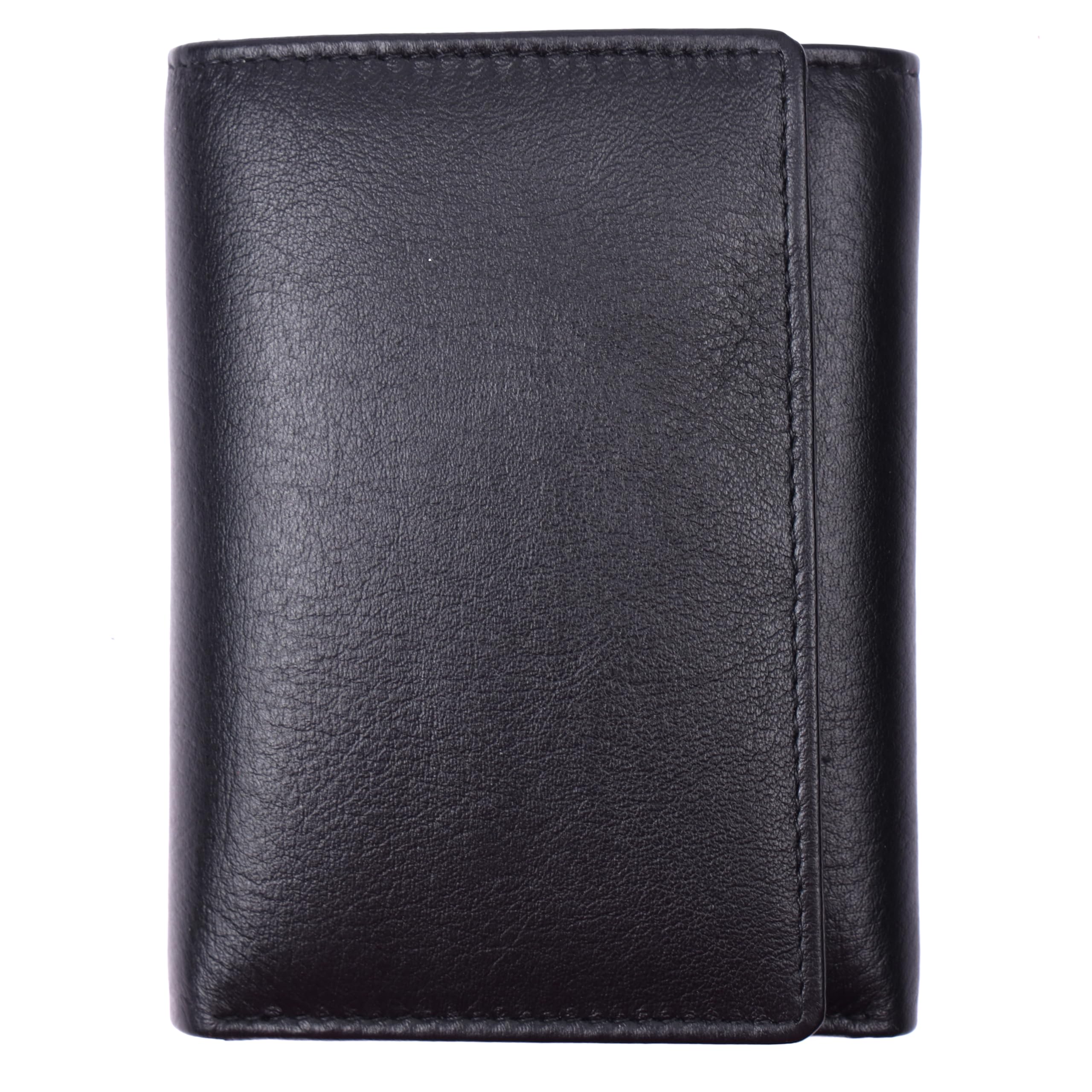 Bamsu Trifold Wallet for Men - Premium Full-Grain Nappa Leather, RFID Blocking, Dual Bill Compartments, Luxury Gift Box - Perfect for Husband, Dad, or